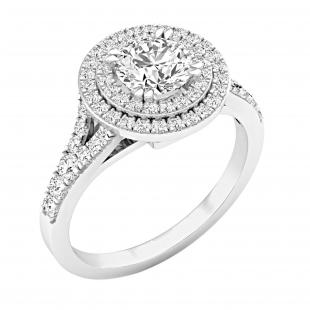 1.00 Carat (ctw) 18K White Gold Round Cut Diamond Ladies Halo Style Engagement Ring 1 CT