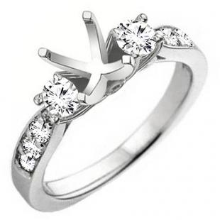 0.45 Carat (ctw) 10K White Gold Round Diamond Bridal Semi Mount Engagement Ring 1/2 CT