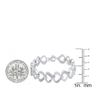 0.15 Carat (ctw) Sterling Silver Round White Diamond Ladies Tennis Link Bracelet