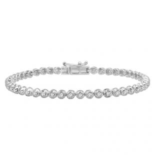 1.00 Carat (ctw) 10K White Gold Round Cut White Diamond Ladies Tennis Bracelet 1 CT