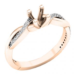 0.15 Carat (ctw) 18K Rose Gold Round Cut Diamond Bridal Semi Mount Engagement Ring