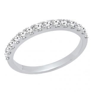 0.50 Carat (ctw) 14K White Gold Round White Diamond Wedding Anniversary Stackable Band 1/2 CT
