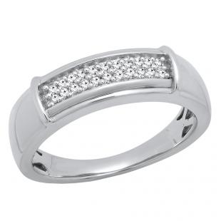 0.20 Carat (ctw) Sterling Silver Round White Diamond Men's Hip Hop Wedding Band 1/4 CT