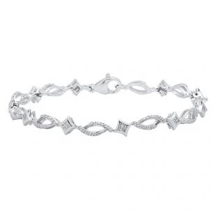 0.50 Carat (ctw) Sterling Silver Round White Diamond Ladies Tennis Link Bracelet 1/2 CT