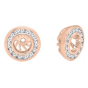 0.25 Carat (ctw) 18K Rose Gold Round Cut Diamond Removable Jackets For Stud Earrings 1/4 CT