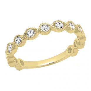 0.45 Carat (ctw) 14K Yellow Gold Round White Diamond Ladies Wedding Stackable Band 1/2 CT