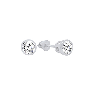 0.30 Carat (ctw) 14K White Gold Round Cubic Zirconia Ladies Solitaire Stud Earrings 1/3 CT