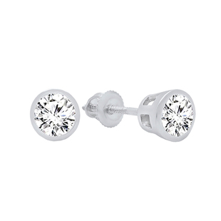 0.75 Carat (ctw) 14K White Gold Round Cubic Zirconia Ladies Solitaire Stud Earrings 3/4 CT