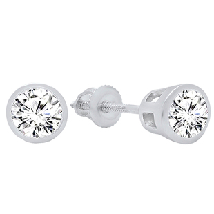 1.75 Carat (ctw) 14K White Gold Round Cubic Zirconia Ladies Solitaire Stud Earrings 1 3/4 CT