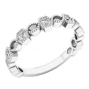 0.35 Carat (ctw) 14K White Gold Round White Diamond Ladies Stackable Wedding Band Ring 1/3 CT