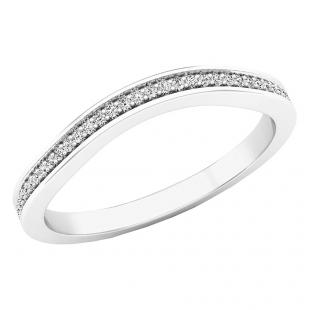 0.10 Carat (ctw) 14K White Gold Round White Diamond Ladies Anniversary Wedding Band 1/10 CT