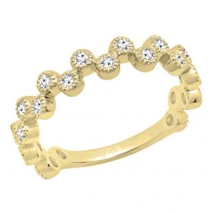 0.50 Carat (ctw) 18K Yellow Gold Round Diamond Ladies Wedding Anniversary Stackable Band 1/2 CT