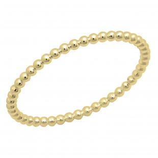 14K Yellow Gold Beaded Style Ladies Ball Chain Design Wedding Band