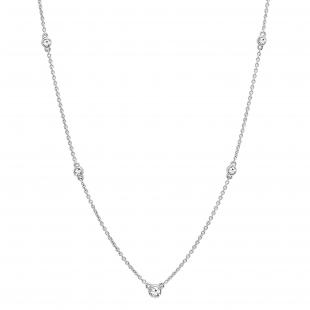 0.30 Carat (ctw) 18K White Gold Round White Diamond Ladies Necklace 1/3 CT