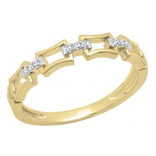 0.03 Carat (ctw) 18K Yellow Gold Round Diamond Ladies Chain Link Wedding Band