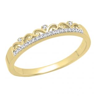0.07 Carat (ctw) 18K Yellow Gold Round Diamond Ladies Bridal Crown Anniversary Wedding Band