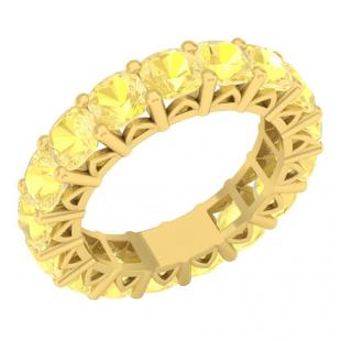 10K Yellow Gold 4 MM Cushion Citrine Ladies Eternity Wedding Anniversary Stackable Ring Band