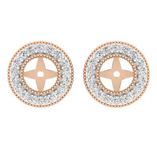 0.65 Carat (ctw) 14K Rose Gold Round White Diamond Removable Jackets For Stud Earrings