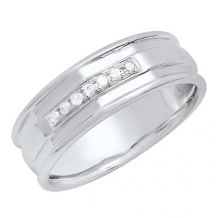 0.10 Carat (ctw) Sterling Silver Round Diamond Men's Anniversary Wedding Band 1/10 CT