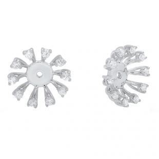 0.30 Carat (ctw) 14K White Gold Round Diamond Removable Jackets For Stud Earrings 1/3 CT