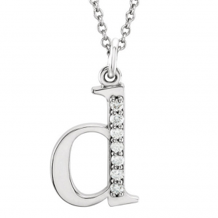 0.05 Carat (ctw) Round Diamond Lowercase Letter 'd' Initial Pendant 10K White Gold