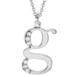 0.05 Carat (ctw) Round Diamond Lowercase Letter 'g' Initial Pendant 10K White Gold