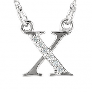 0.05 Carat (ctw) Round Diamond Lowercase Letter 'x' Initial Pendant 10K White Gold