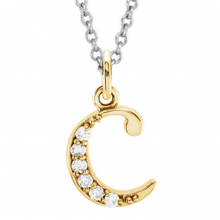 0.05 Carat (ctw) Round Diamond Lowercase Letter 'c' Initial Pendant 10K Yellow Gold