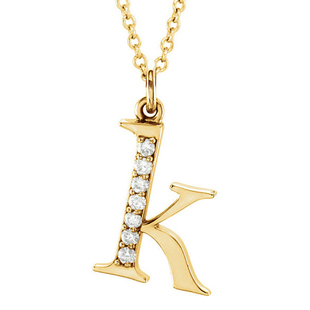 0.05 Carat (ctw) Round Diamond Lowercase Letter 'k' Initial Pendant 10K Yellow Gold