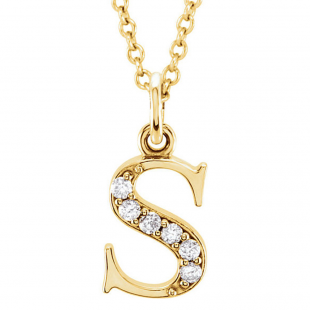 0.05 Carat (ctw) Round Diamond Lowercase Letter 's' Initial Pendant 10K Yellow Gold