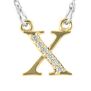 0.05 Carat (ctw) Round Diamond Lowercase Letter 'x' Initial Pendant 10K Yellow Gold