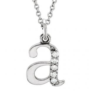 0.05 Carat (ctw) 14K White Gold Diamond Lowercase Letter 'a' Initial Pendant