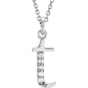 0.05 Carat (ctw) Round Diamond Lowercase Letter 't' Initial Pendant 14K White Gold