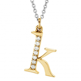 0.05 Carat (ctw) Round Diamond Lowercase Letter 'k' Initial Pendant 14K Yellow Gold