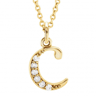 0.05 Carat (ctw) Round Diamond Lowercase Letter 'c' Initial Pendant 18K Yellow Gold