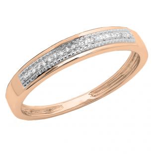 0.07 Carat (ctw) 14K Rose Gold Round White Diamond Men's Wedding Band