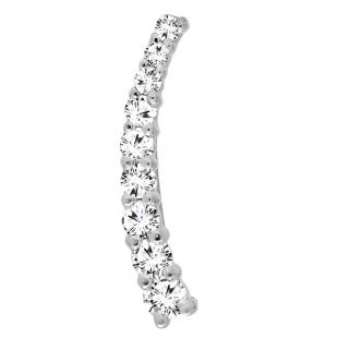 0.13 Carat (ctw) 14K White Gold Round White Diamond Ladies Crawler Climber Earring (Only 1pc)