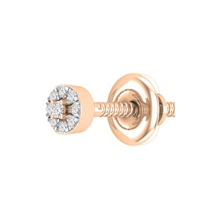 14K Rose Gold Round White Diamond Ladies Cluster Stud Earring (1PC ONLY)