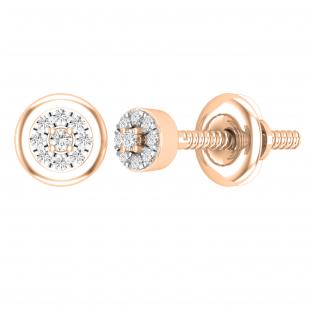 0.05 Carat (ctw) 14K Rose Gold Round White Diamond Ladies Cluster Stud Earrings