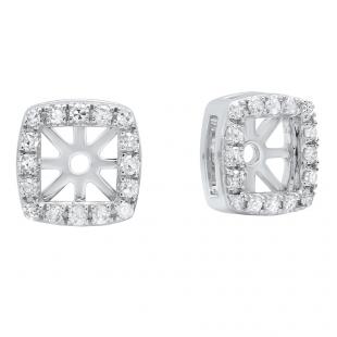 0.18 Carat (ctw) 14K White Gold Round White Diamond Removable Jackets For Stud Earrings