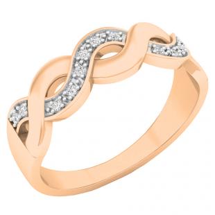 0.08 Carat (ctw) 18K Rose Gold Round White Diamond Ladies Swirl Anniversary Wedding Stackable Band