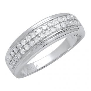 0.55 Carat (Ctw) Sterling Silver Round White Diamond Men's Wedding Band