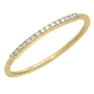 0.06 Carat (Ctw) 18K Yellow Gold Round Diamond Ladies Anniversary Rope Style Wedding Band