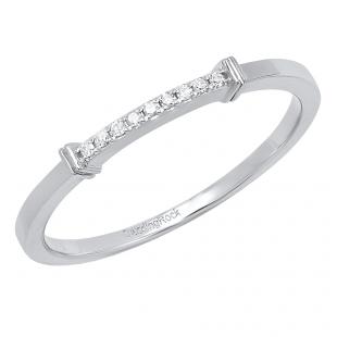 0.04 Carat (ctw) 10K White Gold Round Diamond Ladies Wedding Matching Band Stackable Ring