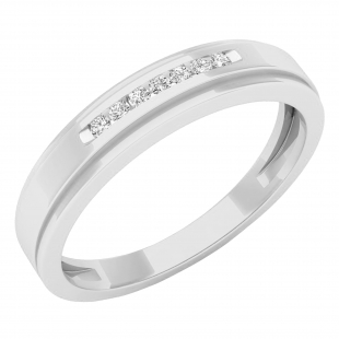 0.08 Carat (ctw) 14K White Gold Round White Diamond Men's Anniversary Wedding Band