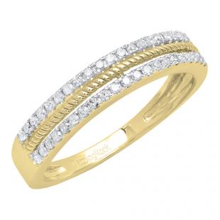 0.22 Carat (ctw) 10K Yellow Gold Round White Diamond Anniversary Wedding Stackable Band 1/4 CT