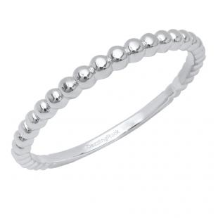 10K White Gold Ladies Bridal Beaded Style Wedding Band Ring