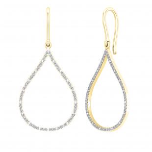 0.20 Carat (ctw) 14K Yellow Gold Round White Diamond Ladies Teardrop Earrings 1/5 CT