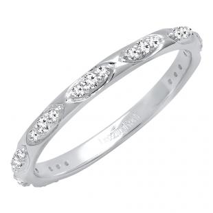 0.20 Carat (ctw) 10K White Gold Round Diamond Ladies Wedding Band 1/5 CT