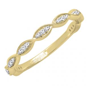 0.15 Carat (ctw) 14K Yellow Gold Round Diamond Ladies Twisted Swirl Style Wedding Band